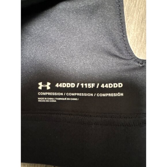 Under Armour Womens High CrossBack Support Zip Front Sports Bra 44DDD Black #1 P - Picture 3 of 8